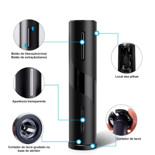 Abridor de Vinho Elétrico Leve Essência