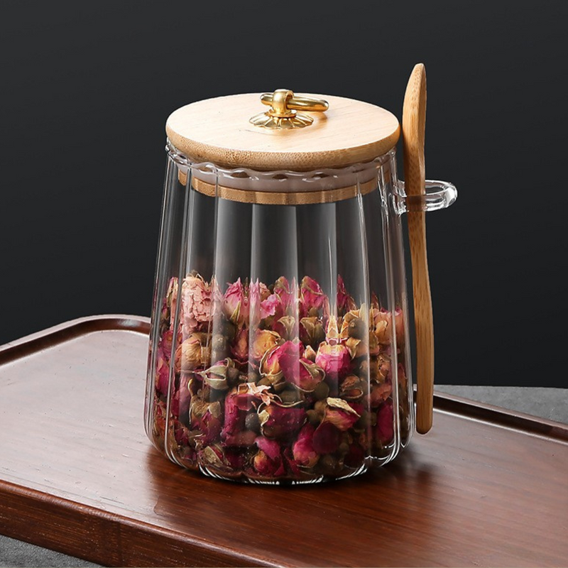 Duo Elegance – Potes de Vidro com Tampa Bambu
