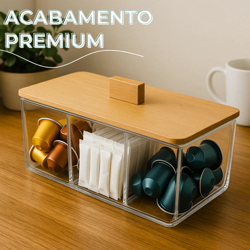 Caixa Acrílica com Tampa Bambu