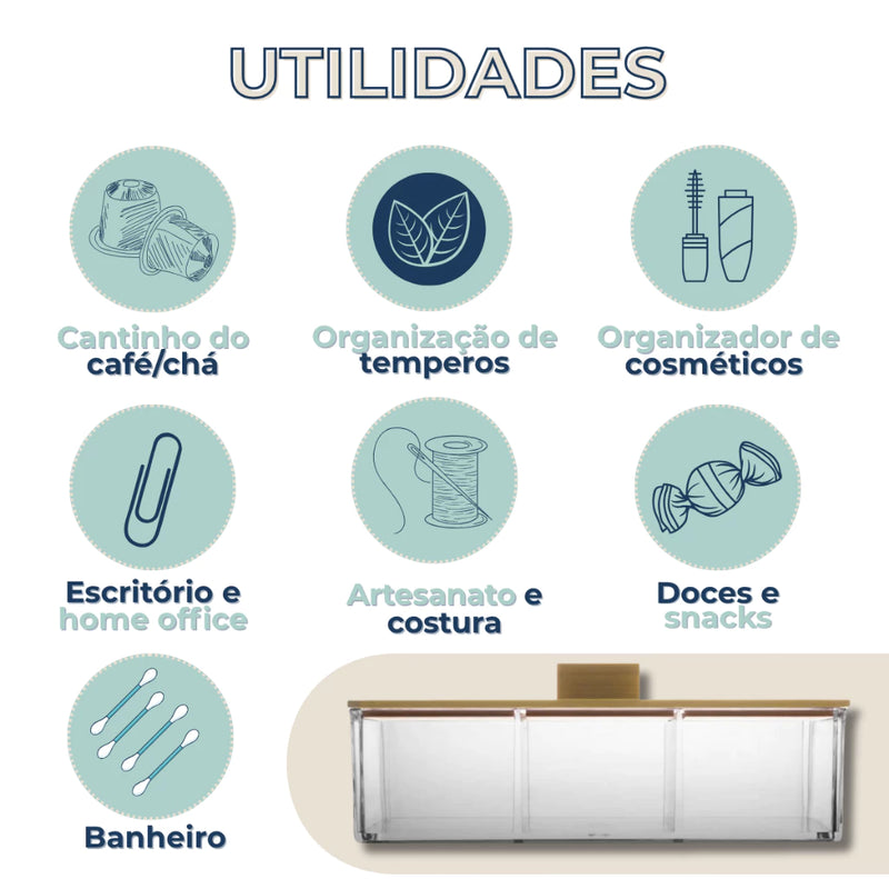 Caixa Acrílica com Tampa Bambu