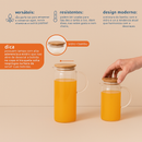 Kit 2 Jarras de Vidro Borossilicato Suco com Tampa de Bambu