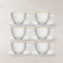 Jogo de Xícaras com Pires Borda Dourada