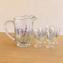 Kit Jarra e 6 Taças com Detalhes Lavanda