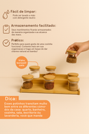 Kit 9 Potes Tampa Bambu e Rack Organizador  Leve Essência