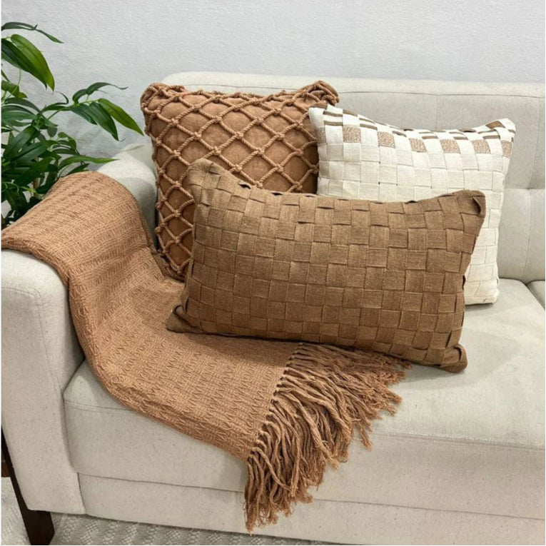 Kit Almofadas Macramê Caramelo Boho