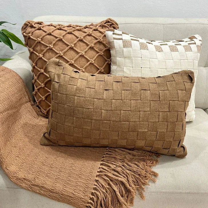 Kit Almofadas Macramê Caramelo Boho