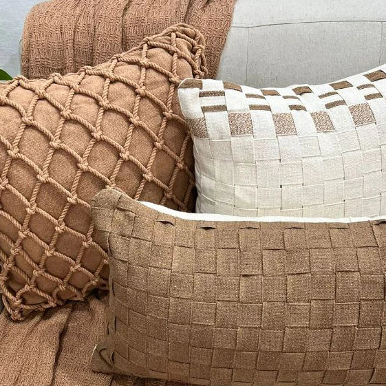 Kit Almofadas Macramê Caramelo Boho