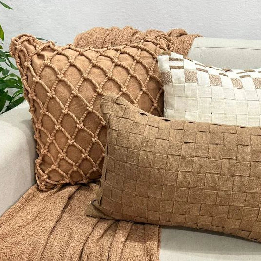 Kit Almofadas Macramê Caramelo Boho
