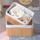 Trio Elegance - Jogo de Cestos Organizadores Bambu Forrado 3 Peças