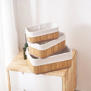 Trio Elegance - Jogo de Cestos Organizadores Bambu Forrado 3 Peças