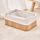 Trio Elegance - Jogo de Cestos Organizadores Bambu Forrado 3 Peças