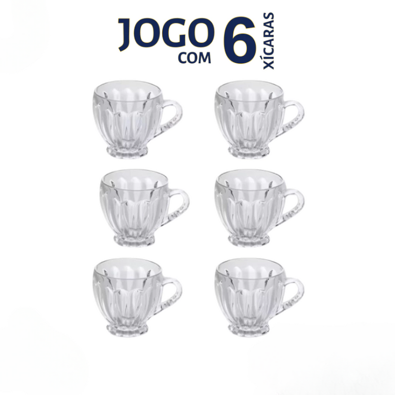 Jogo de Xícaras Vidro 200ml - Leve Essência