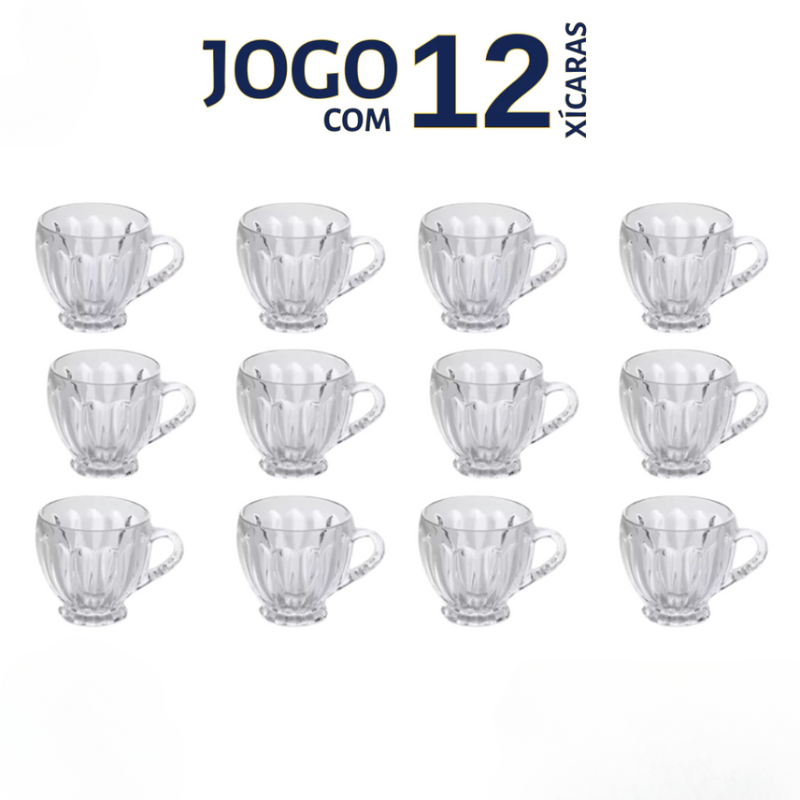 Jogo de Xícaras Vidro 200ml - Leve Essência