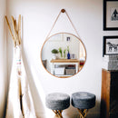 Espelho Elegance Premium - Alça Em Couro 60cm + Suporte