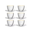 Jogo de Xícaras com Pires Borda Dourada