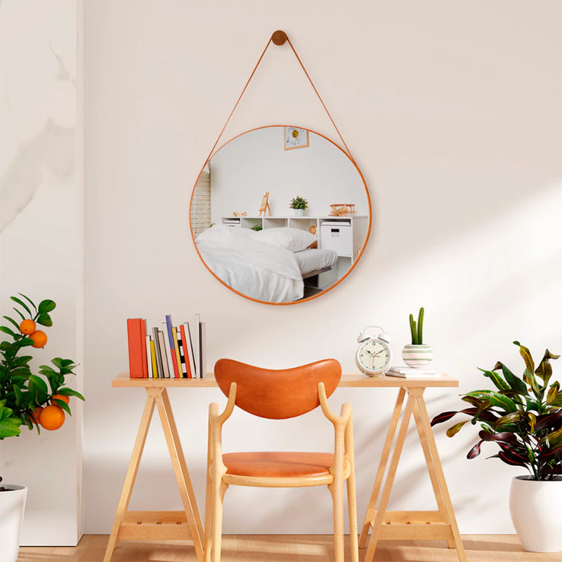 Espelho Elegance Premium - Alça Em Couro 60cm + Suporte