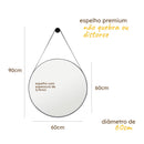 Espelho Elegance Premium - Alça Em Couro 60cm + Suporte