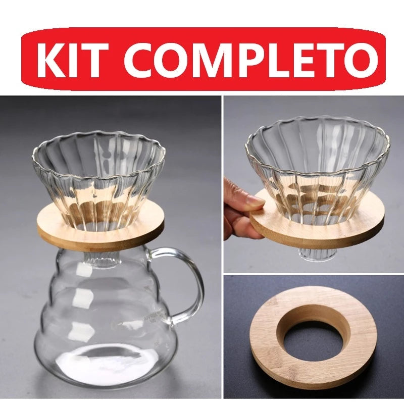 Cafeteira de Vidro + Coador Elegante | Leve Essência