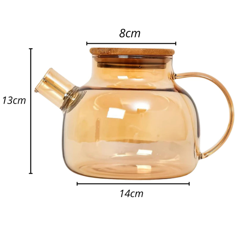 Chaleira de Vidro Âmbar com Infusor – 1 Litro