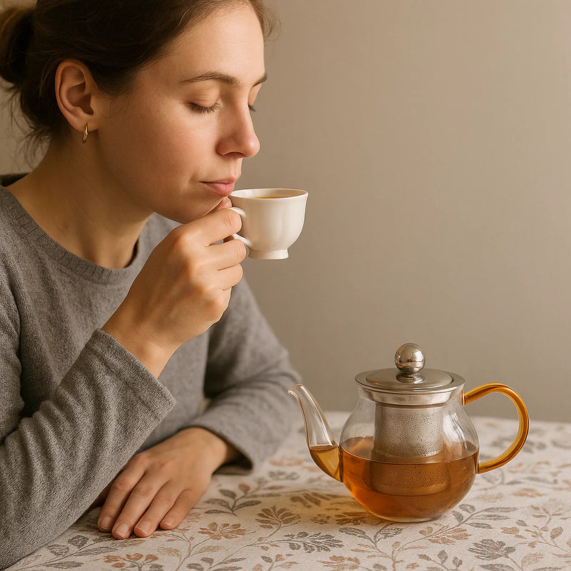 Bule de Vidro Mini  com Tampa Inox e Infusor