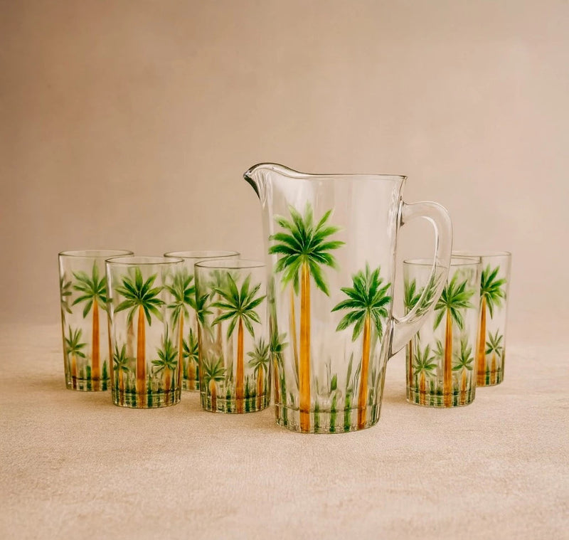 Conjunto Jarra e Copos Árvores e Palmeiras