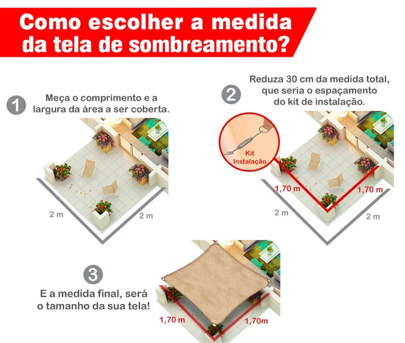 Toldo de Sombreamento 90% Cor Areia