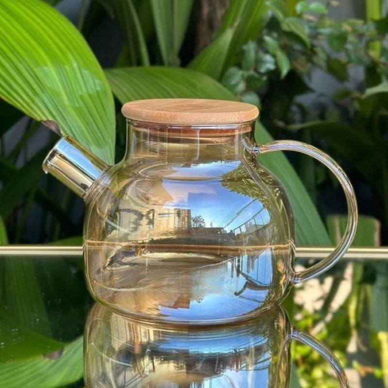 Chaleira de Vidro Âmbar com Infusor – 1 Litro