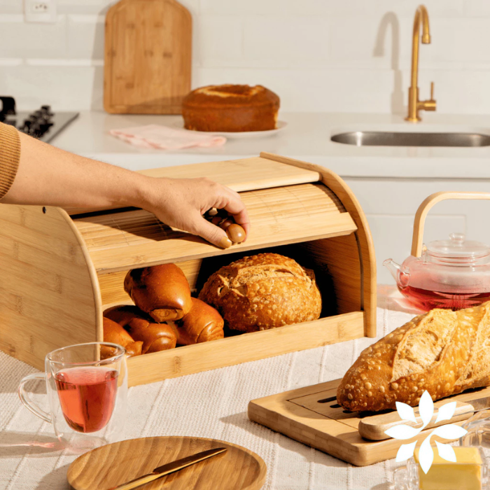 Porta Pães com Tampa Deslizante - Pão & Sabor