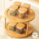 Organizador Giratório Duplo Bandeja Redonda Bambu Leve Essência