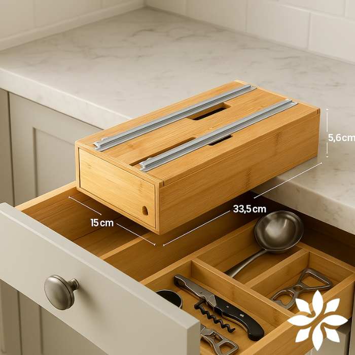 Organizador de Rolos em Bambu | 3 em 1 Prático e Sustentável Leve Essência