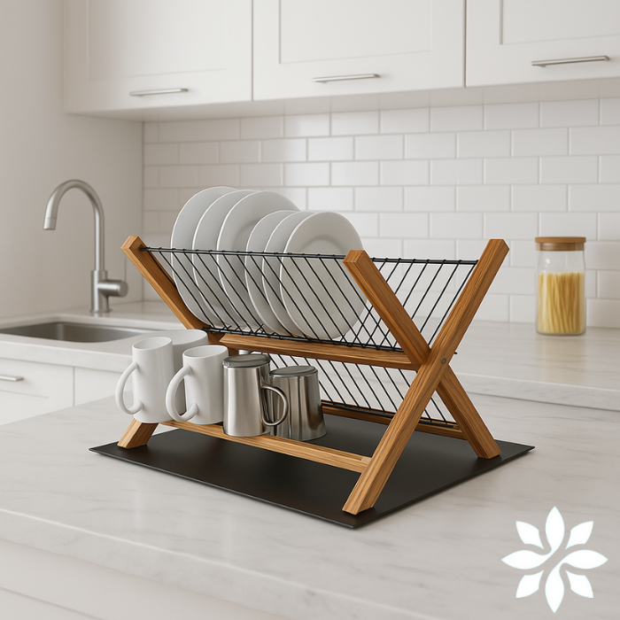 Escorredor de Louças Retrô | Madeira Teca + Compacto 2 em 1