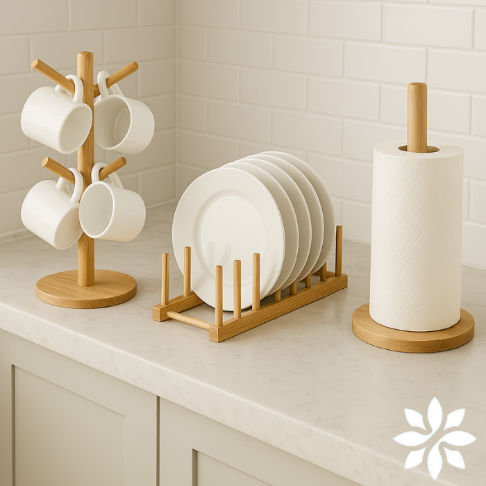 Kit Organizadores em Bambu 3 em 1 | Funcionalidade + Estilo Natural