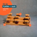 Kit 9 Potes Tampa Bambu e Rack Organizador  Leve Essência