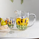 Kit Jarra e 6 Taças com Detalhes Lavanda