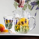 Kit Jarra e 6 Taças com Detalhes Lavanda