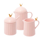 Kit Cerâmica Rosa Colibri 3 Peças