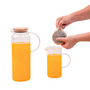 Kit 2 Jarras de Vidro Borossilicato Suco com Tampa de Bambu