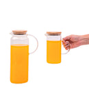 Kit 2 Jarras de Vidro Borossilicato Suco com Tampa de Bambu