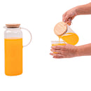 Kit 2 Jarras de Vidro Borossilicato Suco com Tampa de Bambu