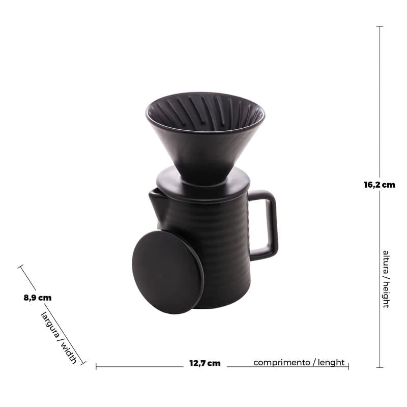 Bule de Cerâmica Preto 600ml